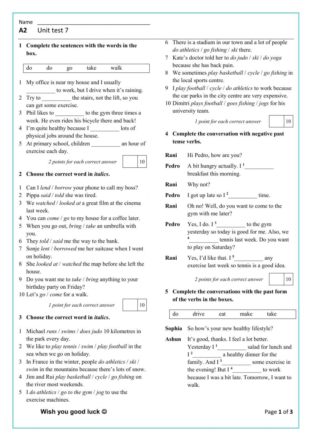 Test Unit 7, elementary