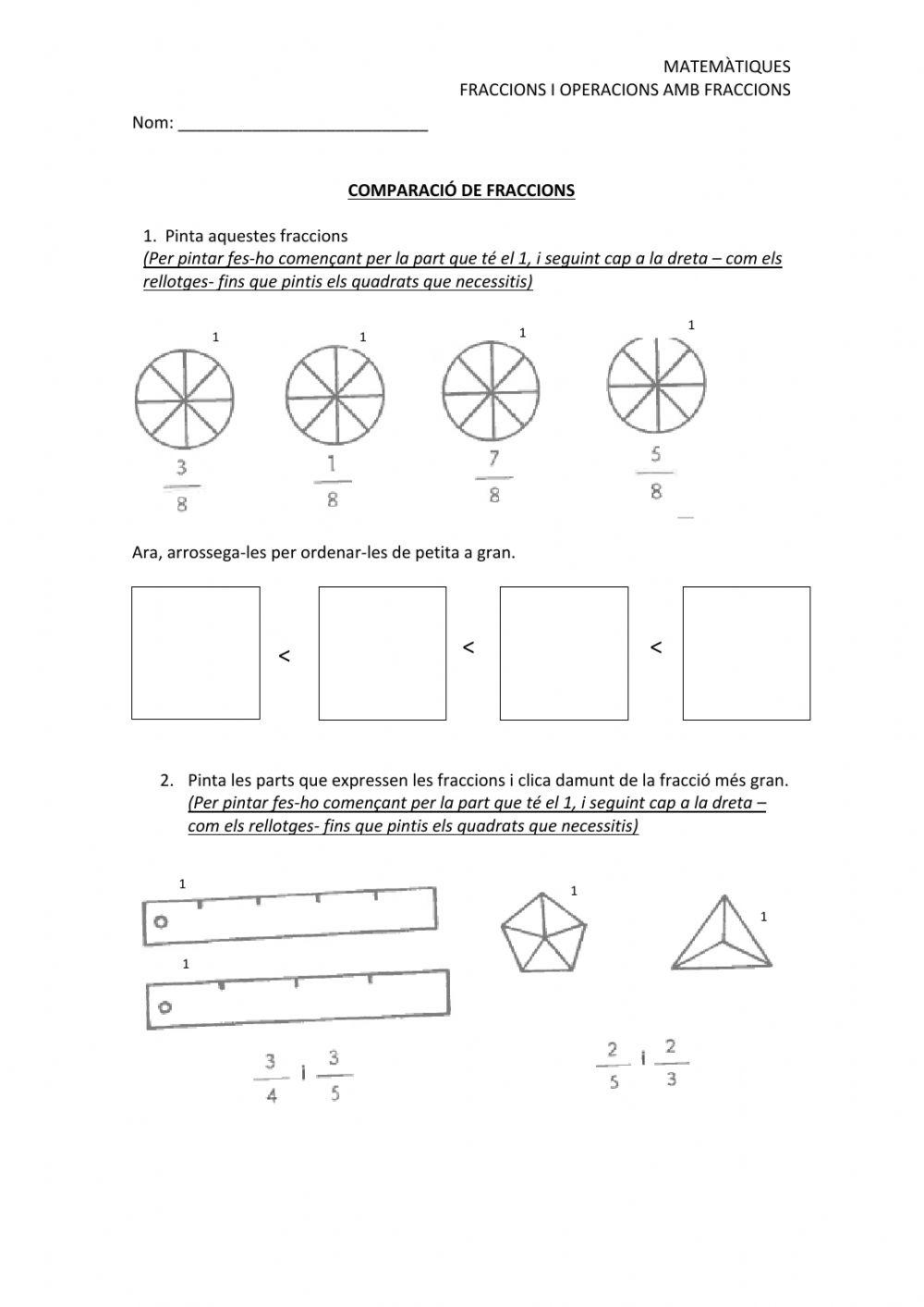 Comparació de fraccions