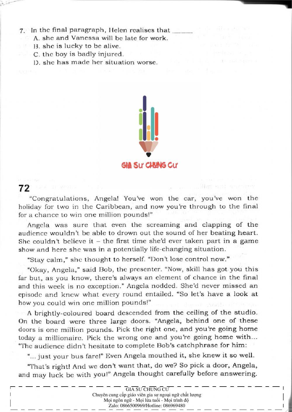 Trắc nghiệm Kỹ năng đọc hiểu Tiếng Anh số 24