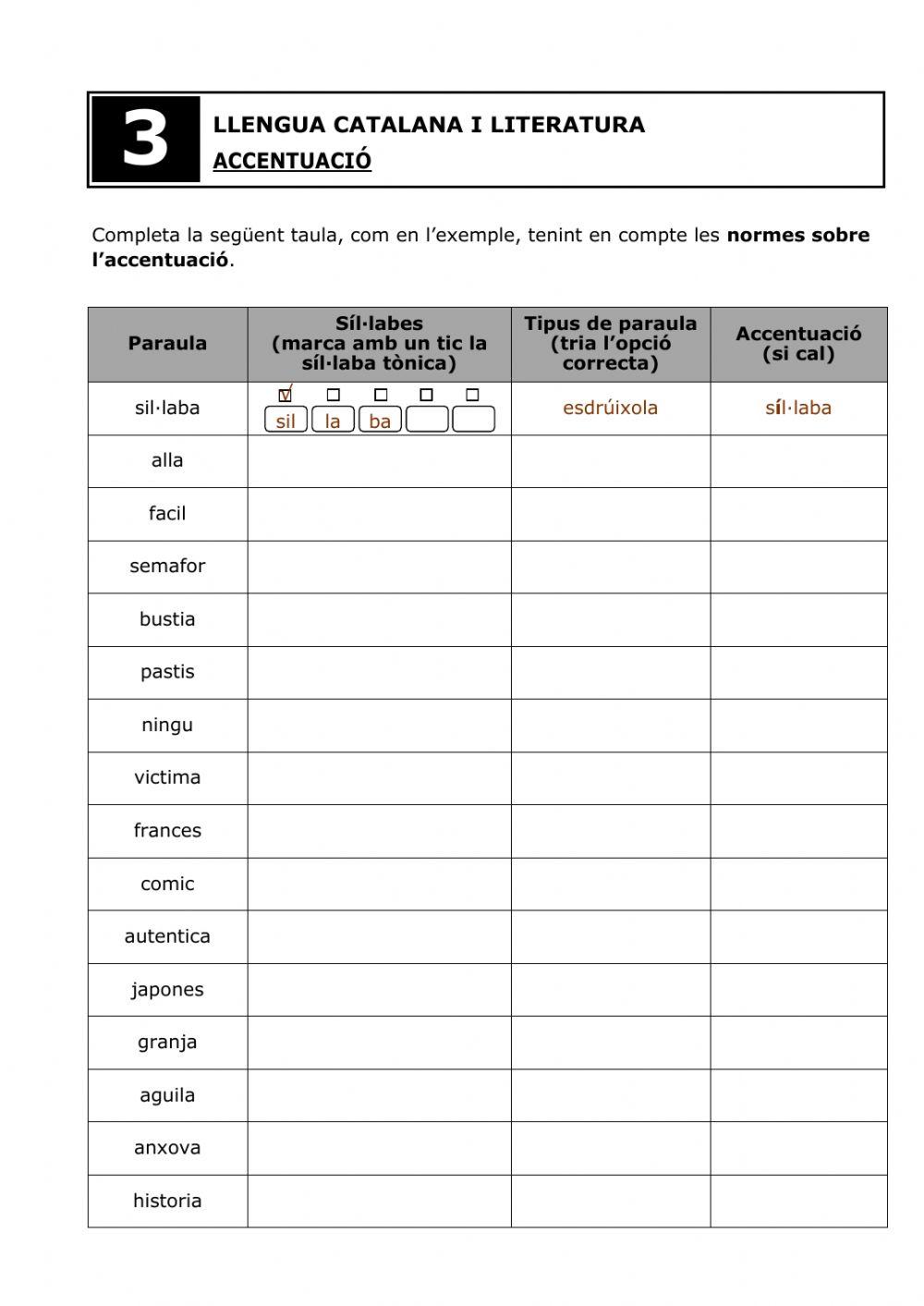 Accentuació - Fitxa 3