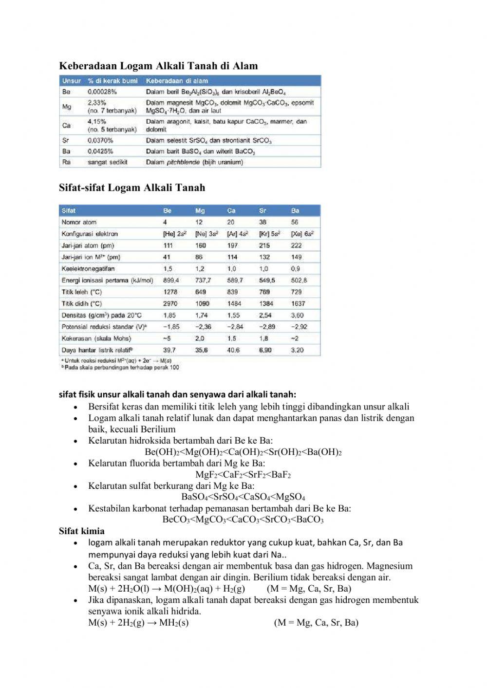 Puzzle logam alkali tanah XII IPA 2
