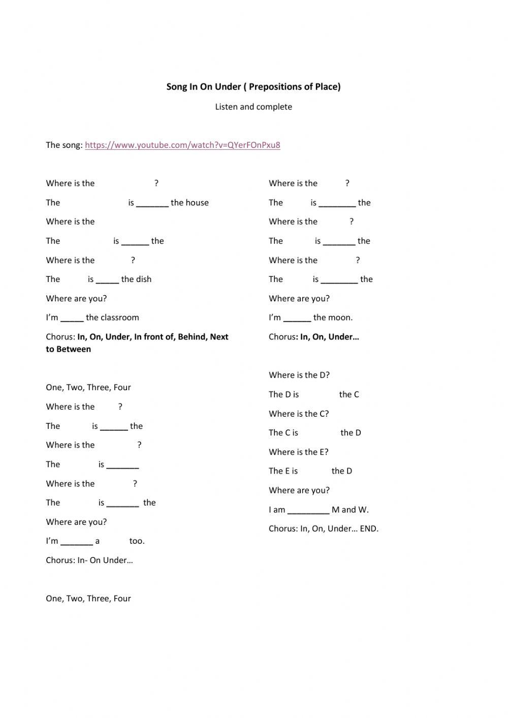 In on under - a song