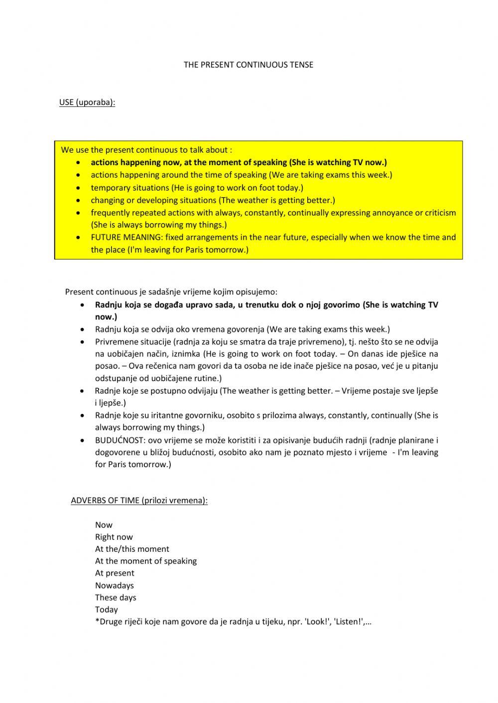 The present continuous