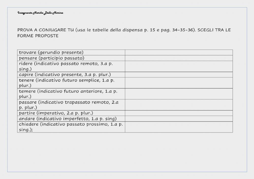 Piccola verifica sui verbi