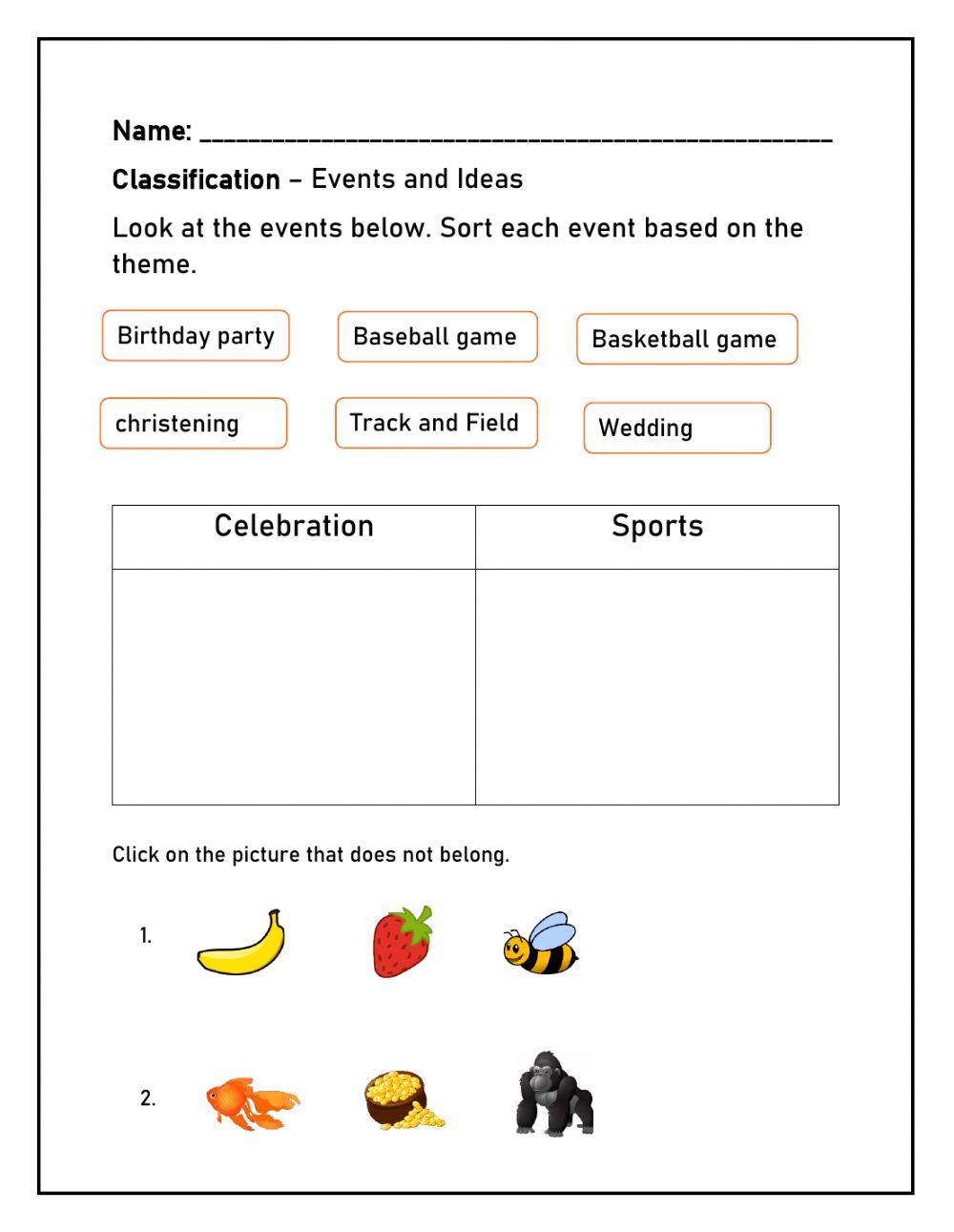 Classification - Events and Idea