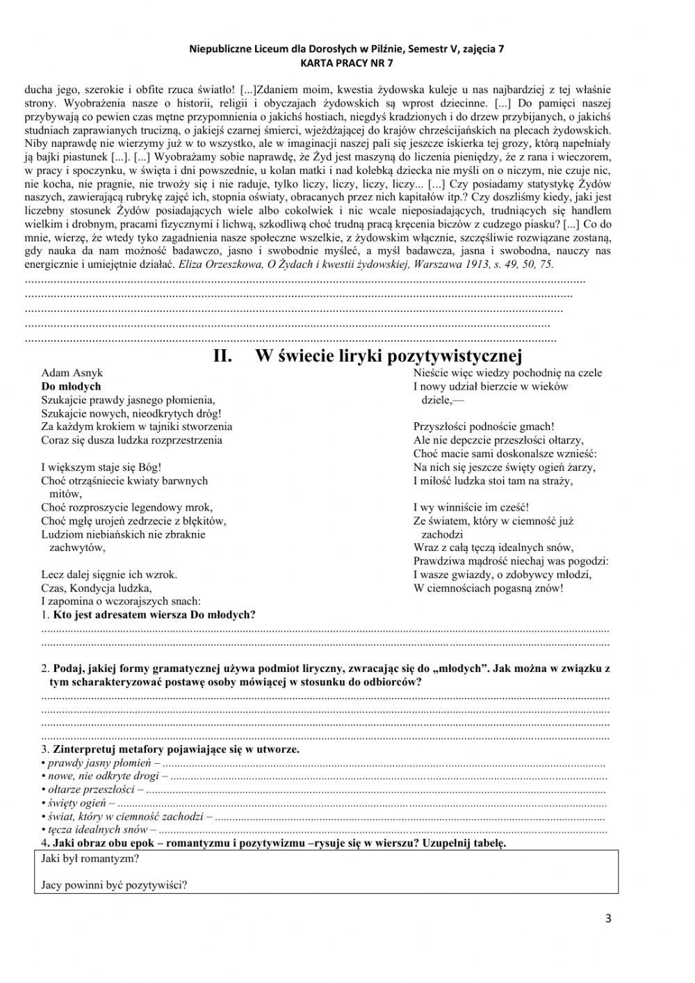 Liceum dla dorosłych V zajęcia 7