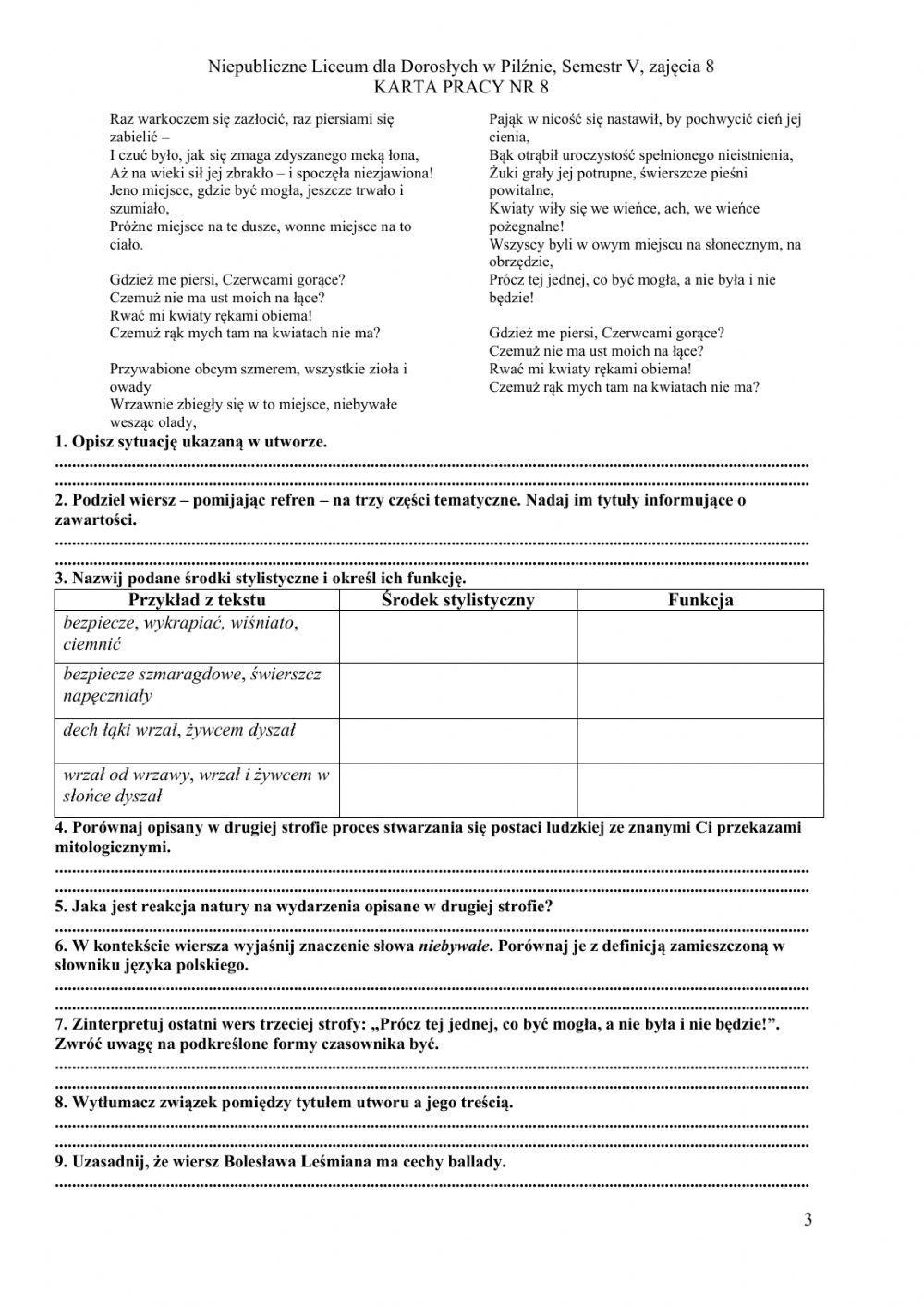 Liceum dla dorosłych V zajęcia 8