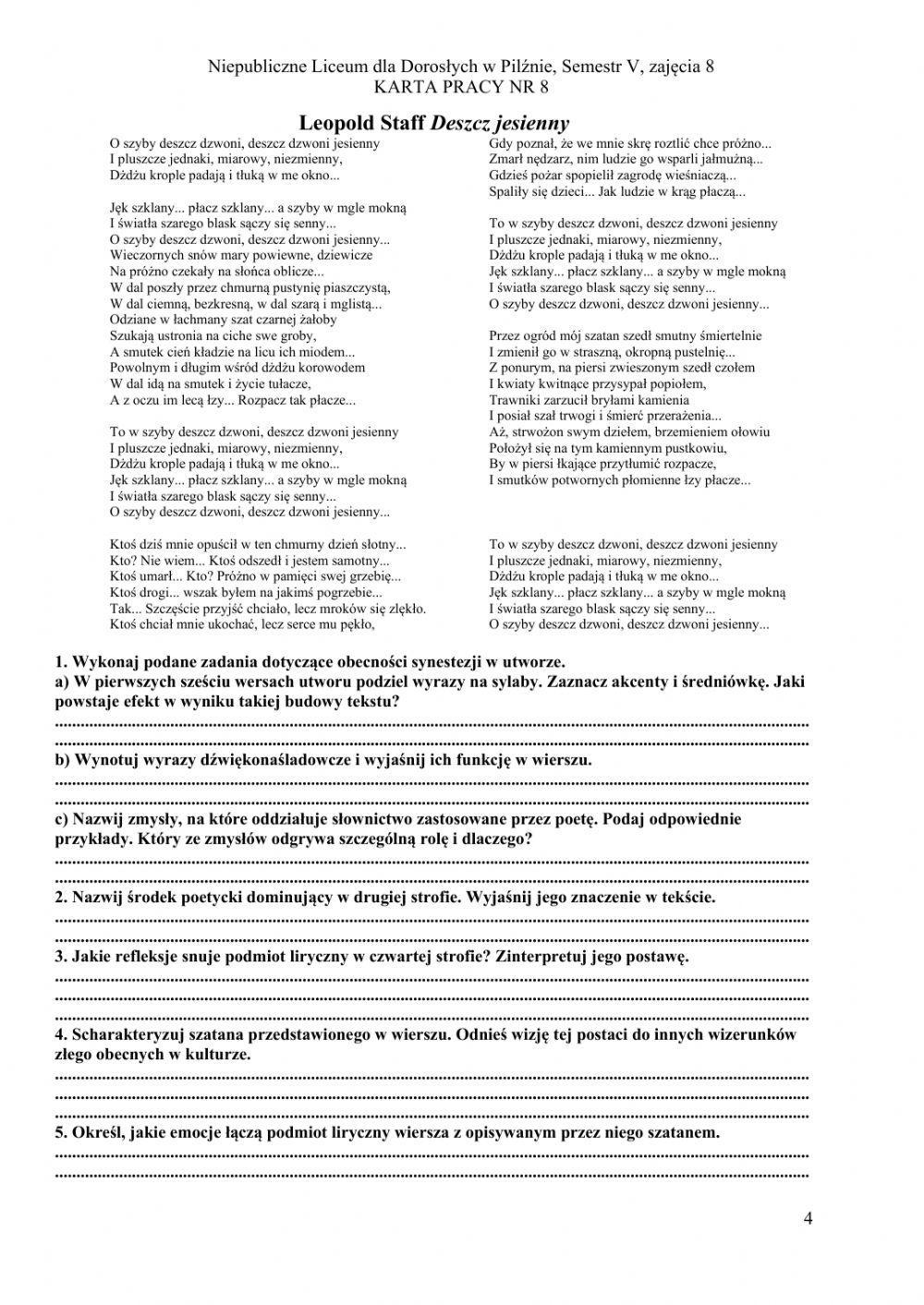 Liceum dla dorosłych V zajęcia 8