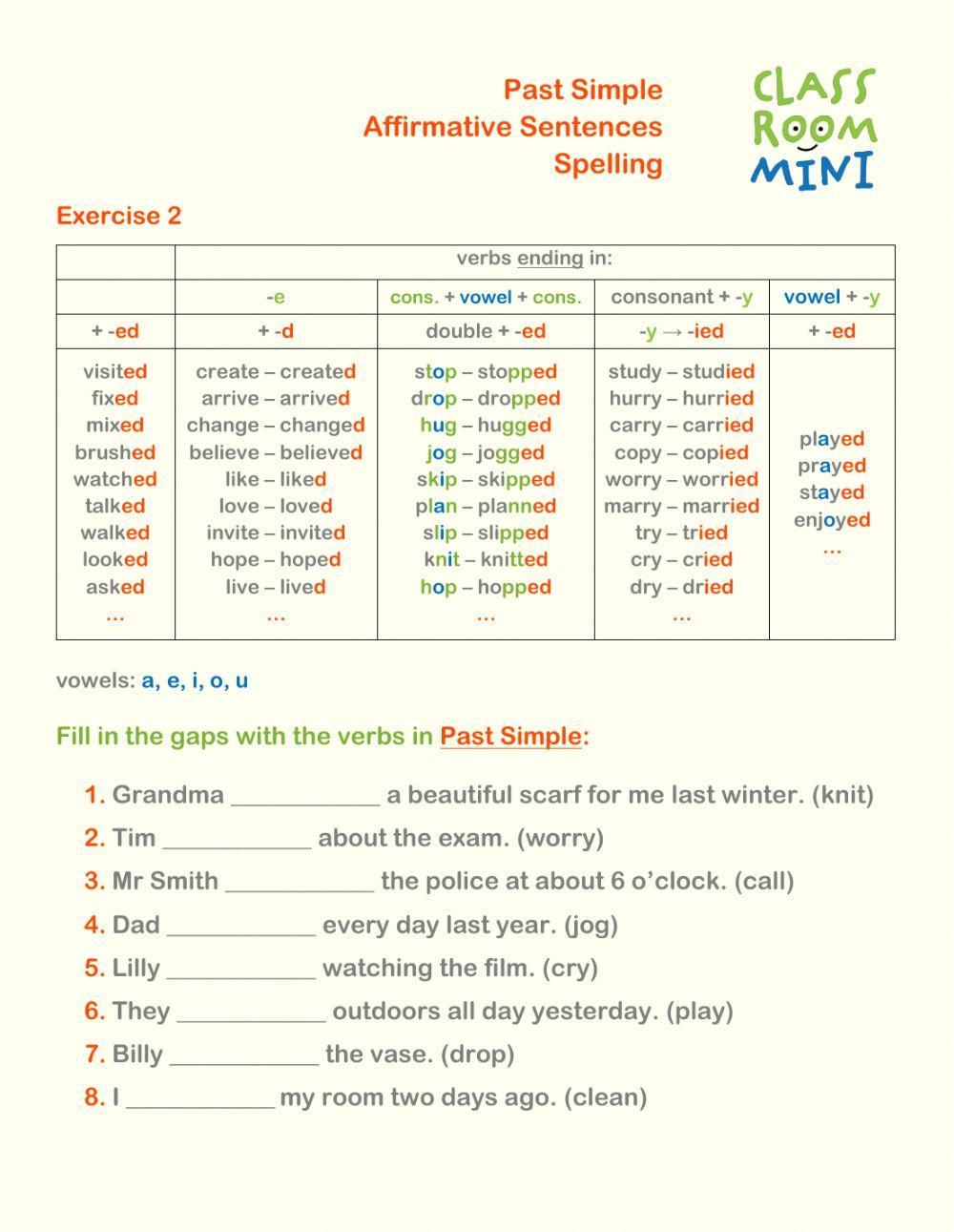 Past Simple Regular Verbs Spelling 2
