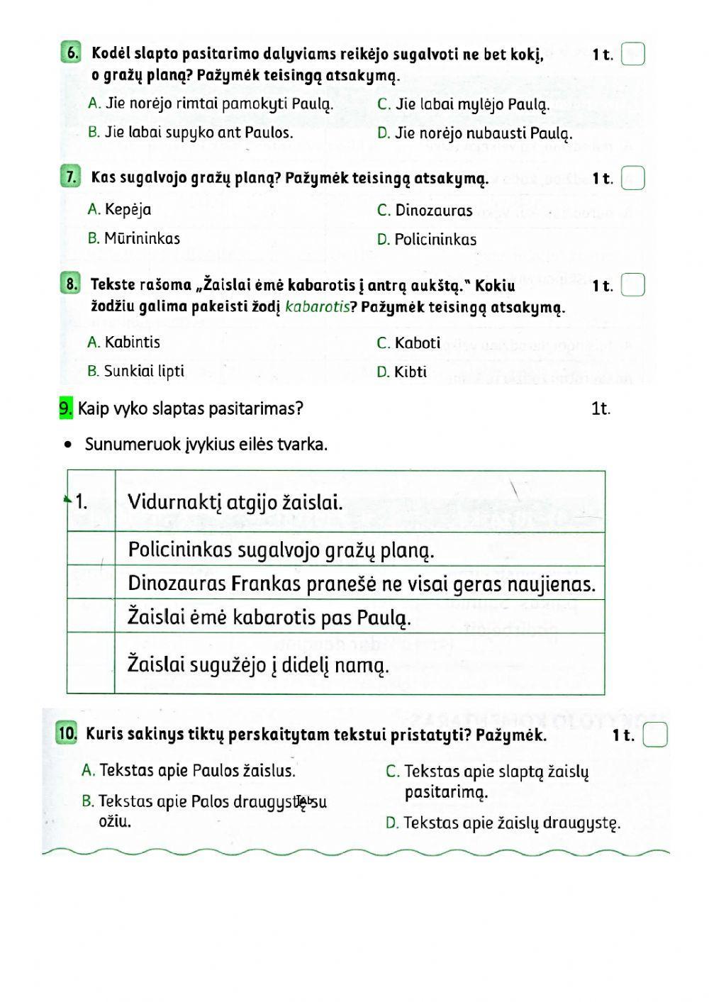 Pažymėti tinkamus atsakymus
