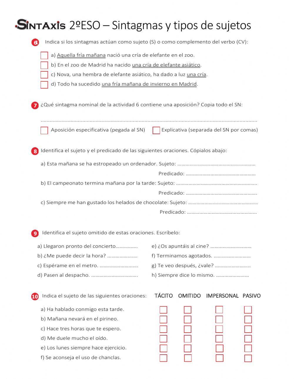 Sujetos y sintagmas