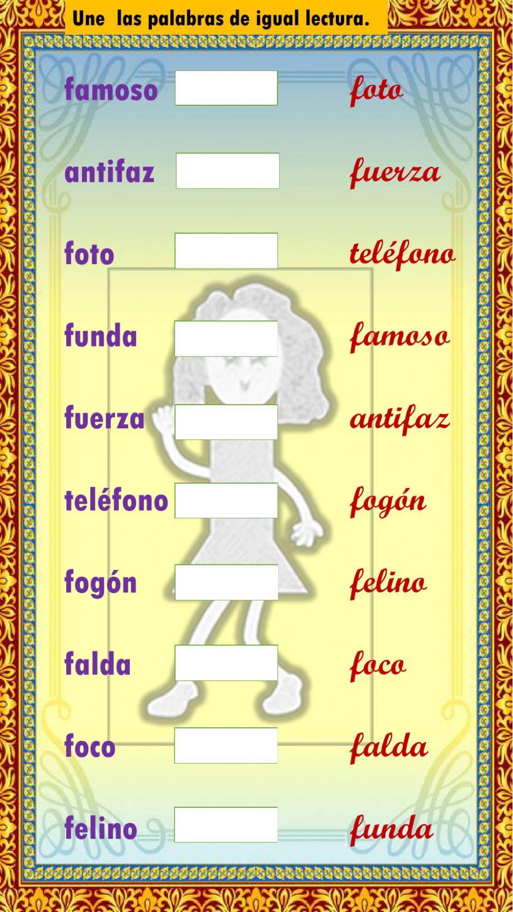 Une las palabras de igual lectura.