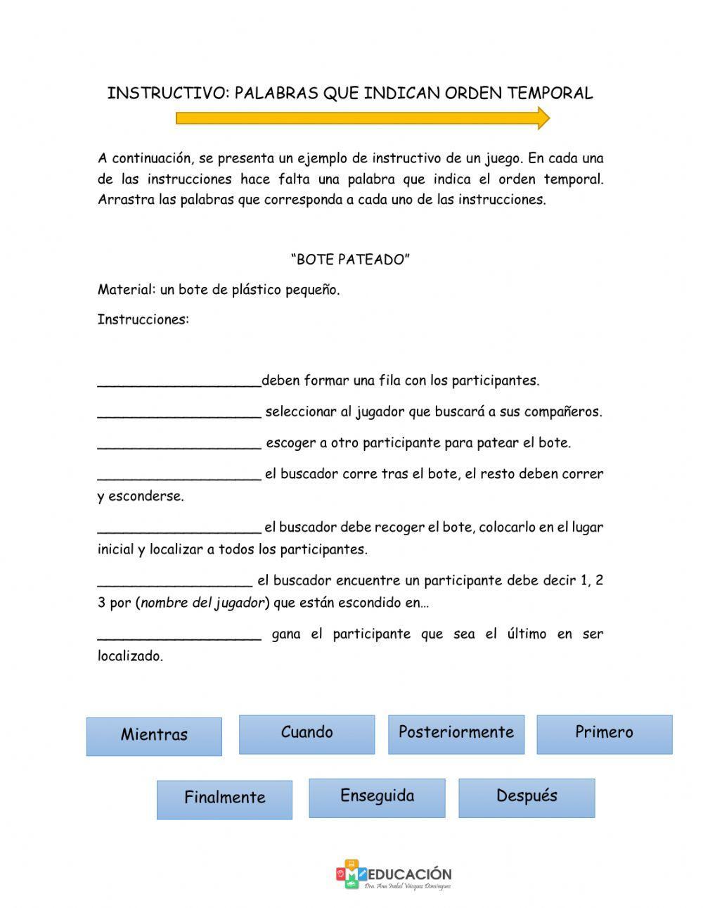 Palabras de orden temporal