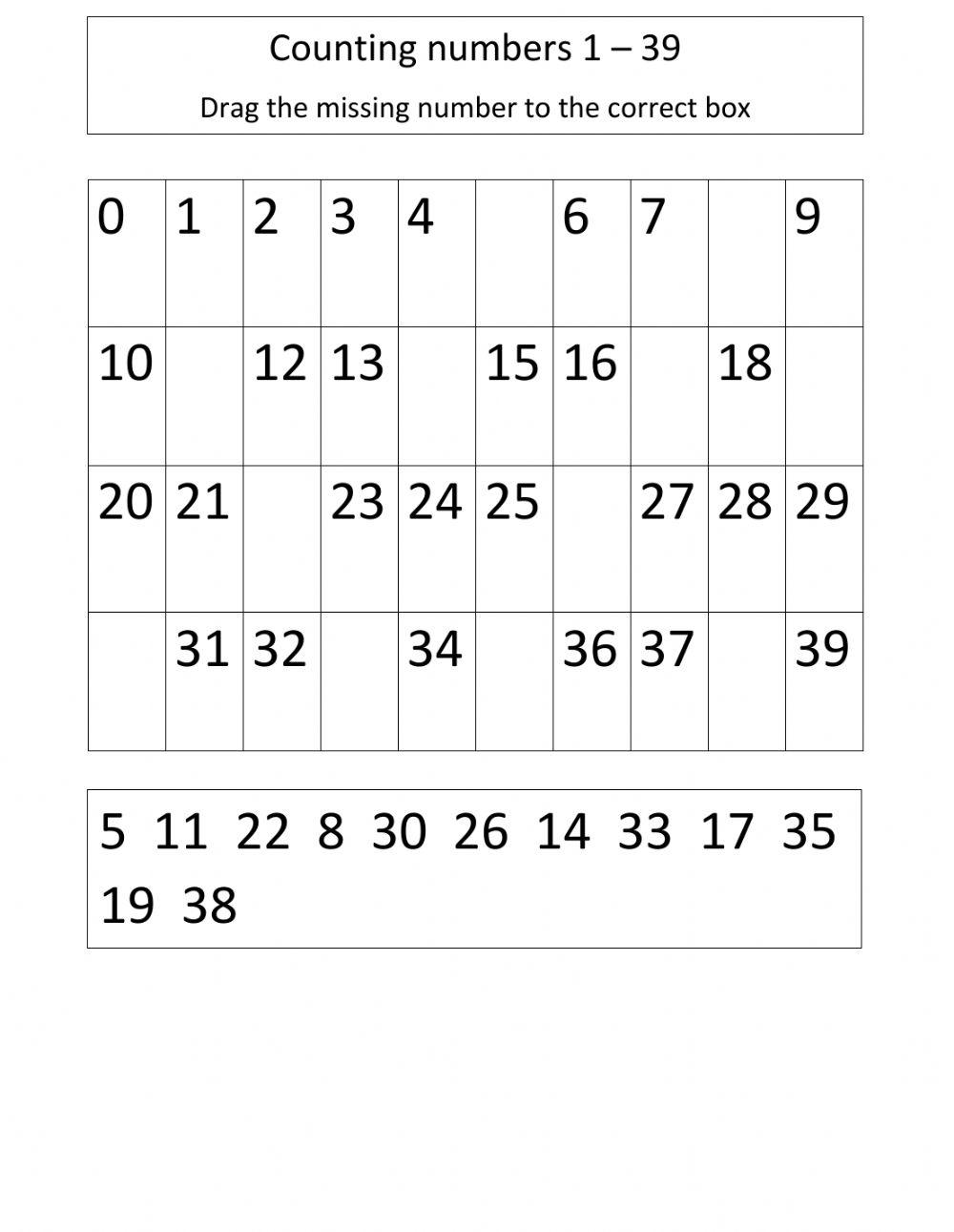 Counting 1 39 worksheet Live Worksheets