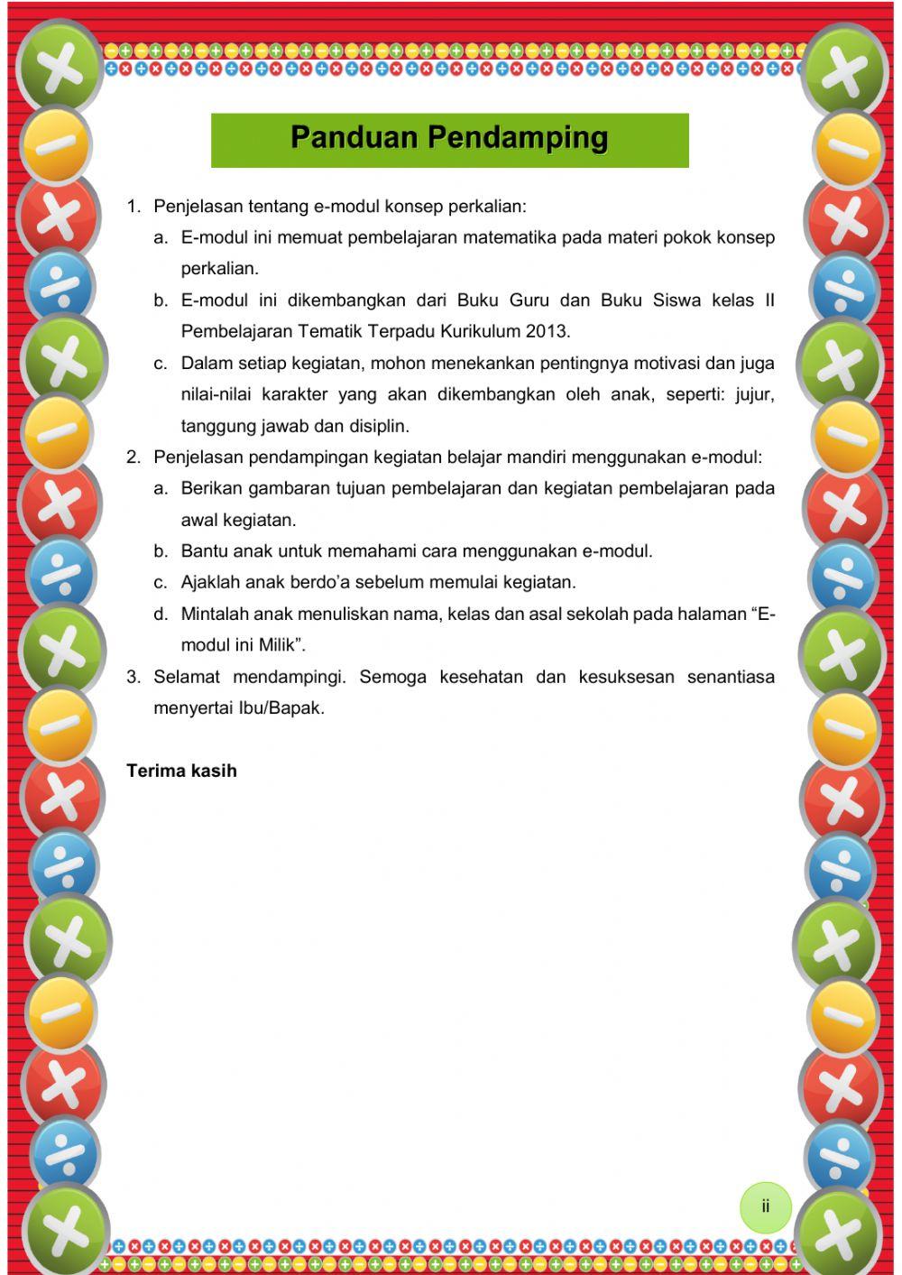 E-Modul Konsep Perkalian untuk Kelas II SD-MI