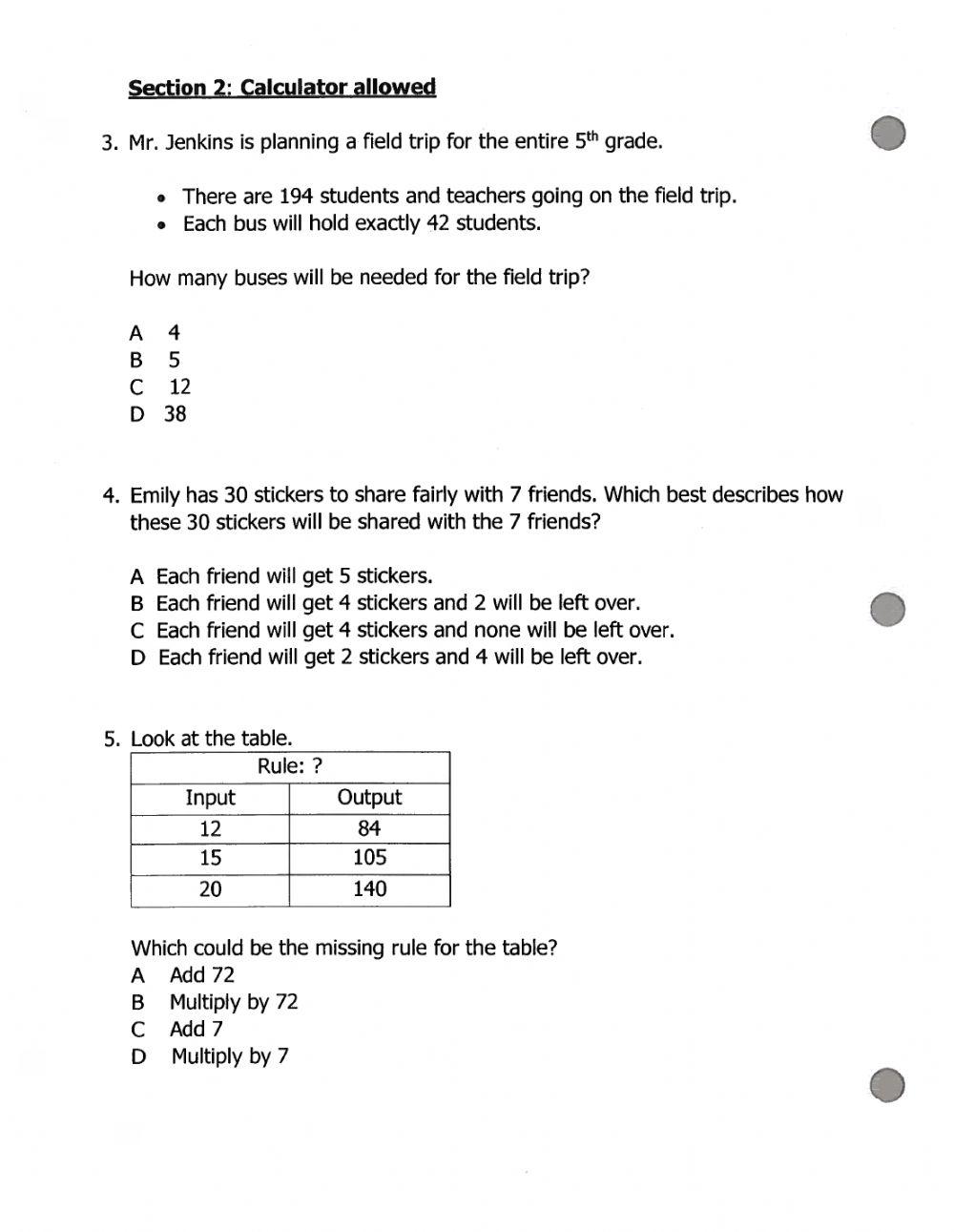 Math Daily Review Assessment -4