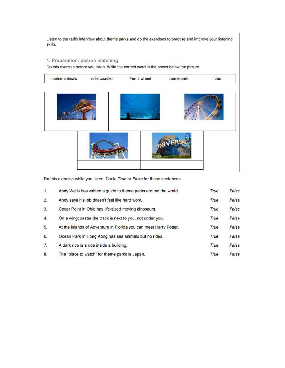 Listening: theme parks