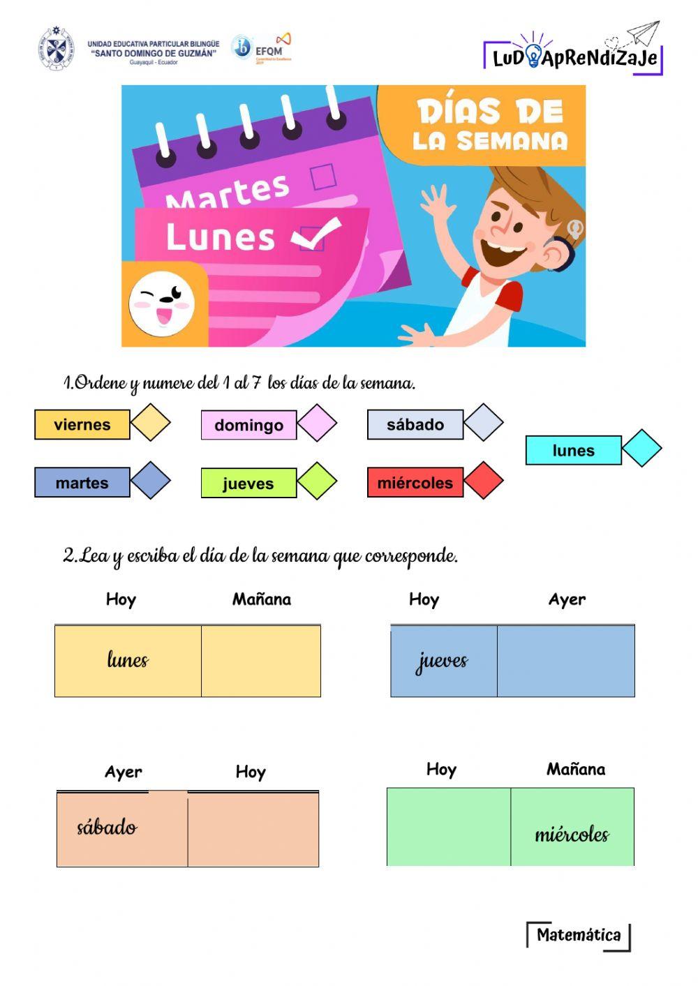 Días de la Semana online exercise for Segundo EGB Live Worksheets