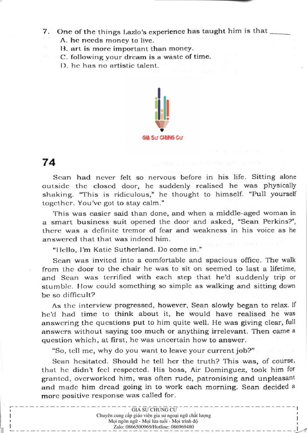 Trắc nghiệm Kỹ năng đọc hiểu Tiếng Anh số 25