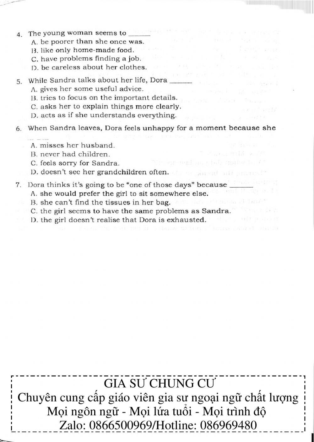 Trắc nghiệm Kỹ năng đọc hiểu Tiếng Anh số 25