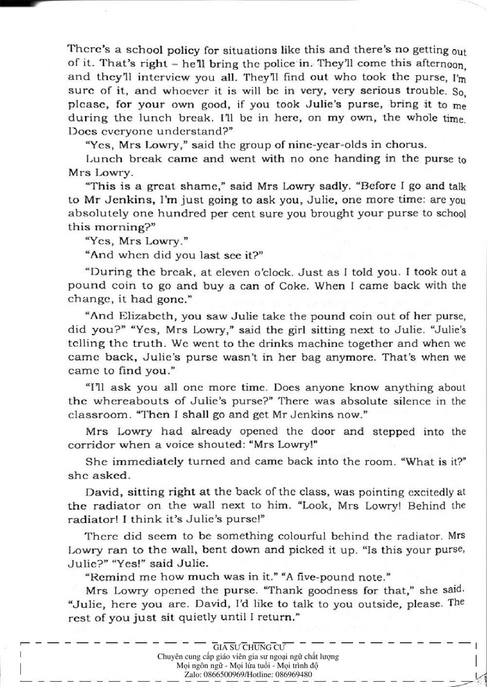 Trắc nghiệm Kỹ năng đọc hiểu Tiếng Anh số 26