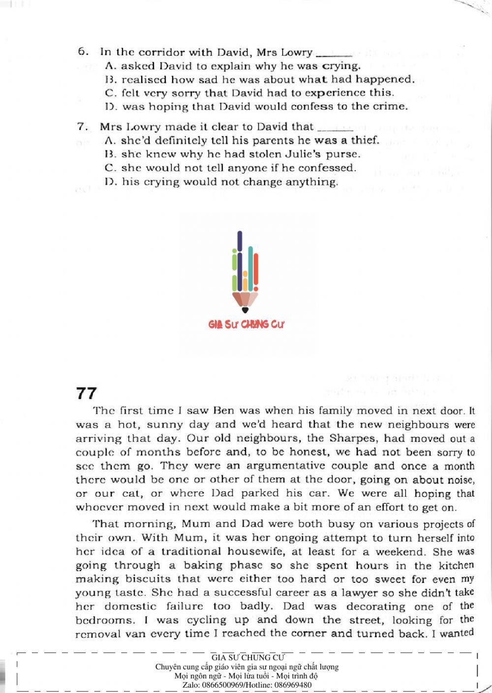 Trắc nghiệm Kỹ năng đọc hiểu Tiếng Anh số 26