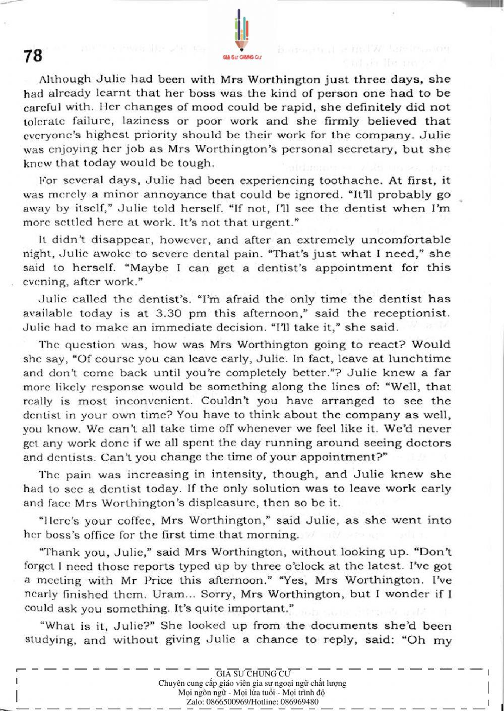 Trắc nghiệm Kỹ năng đọc hiểu Tiếng Anh số 26