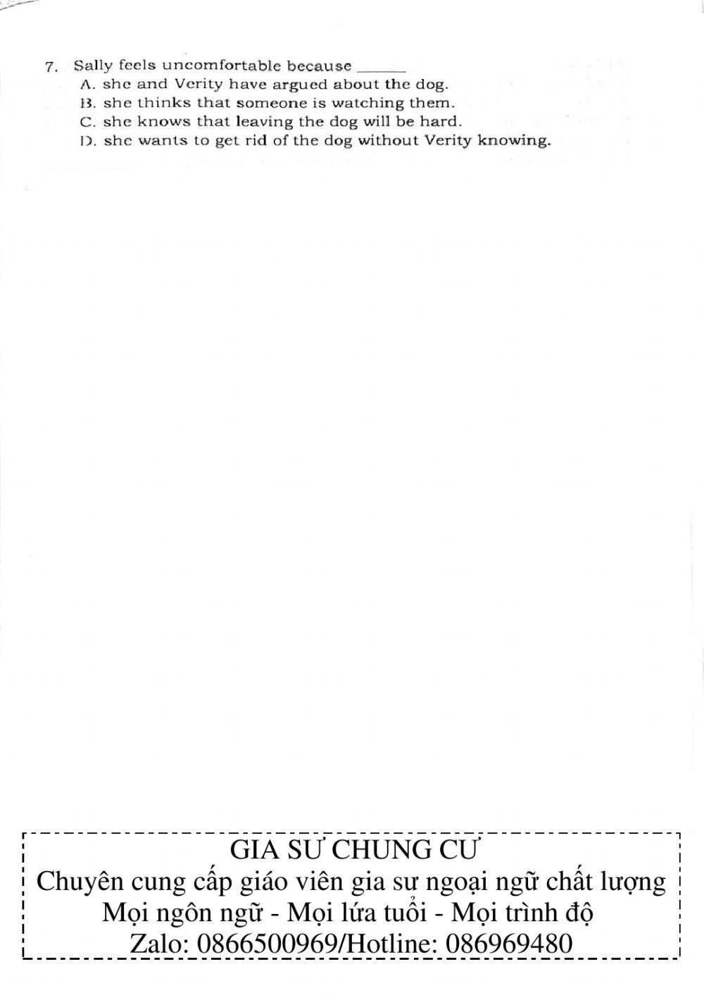 Trắc nghiệm Kỹ năng đọc hiểu Tiếng Anh số 27