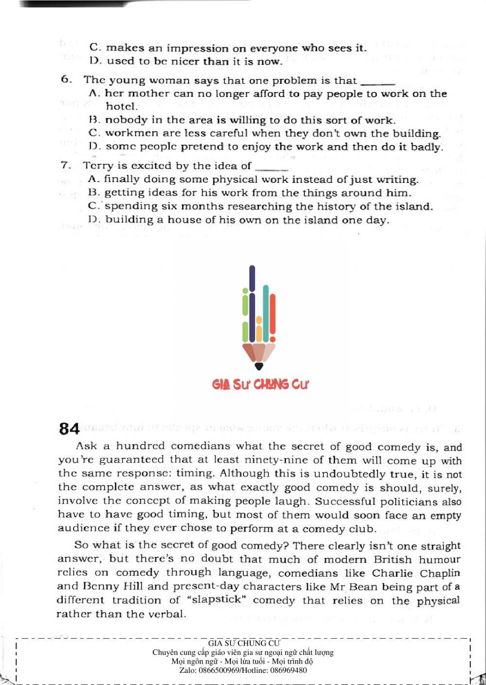 Trắc nghiệm Kỹ năng đọc hiểu Tiếng Anh số 28