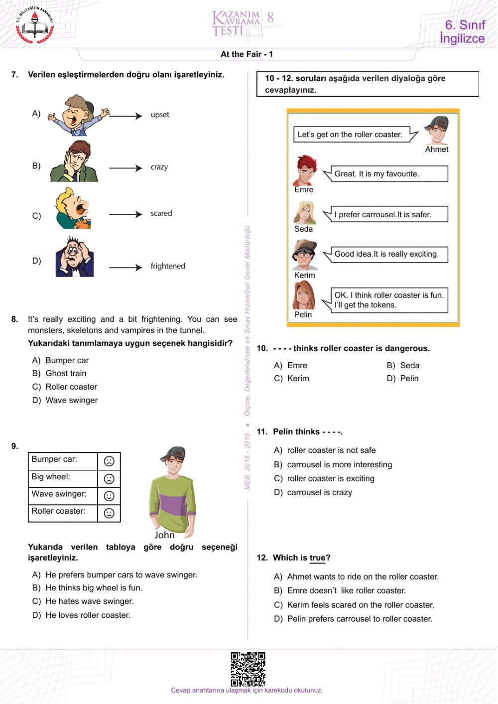Grade 6 Kazanım testi- 8
