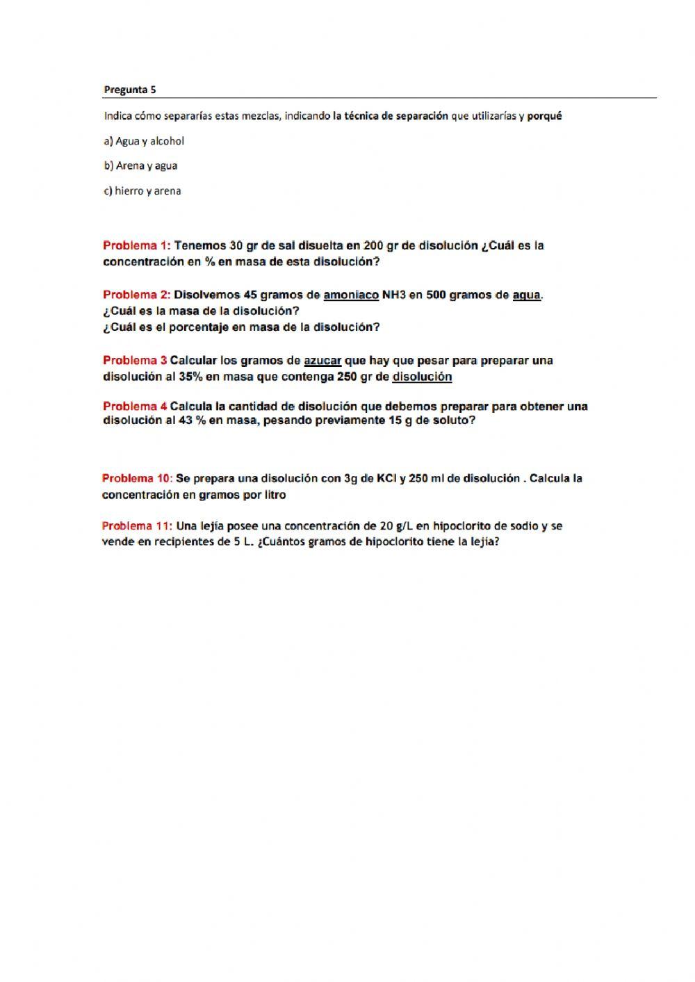 Mezclas y disoluciones 2 eso