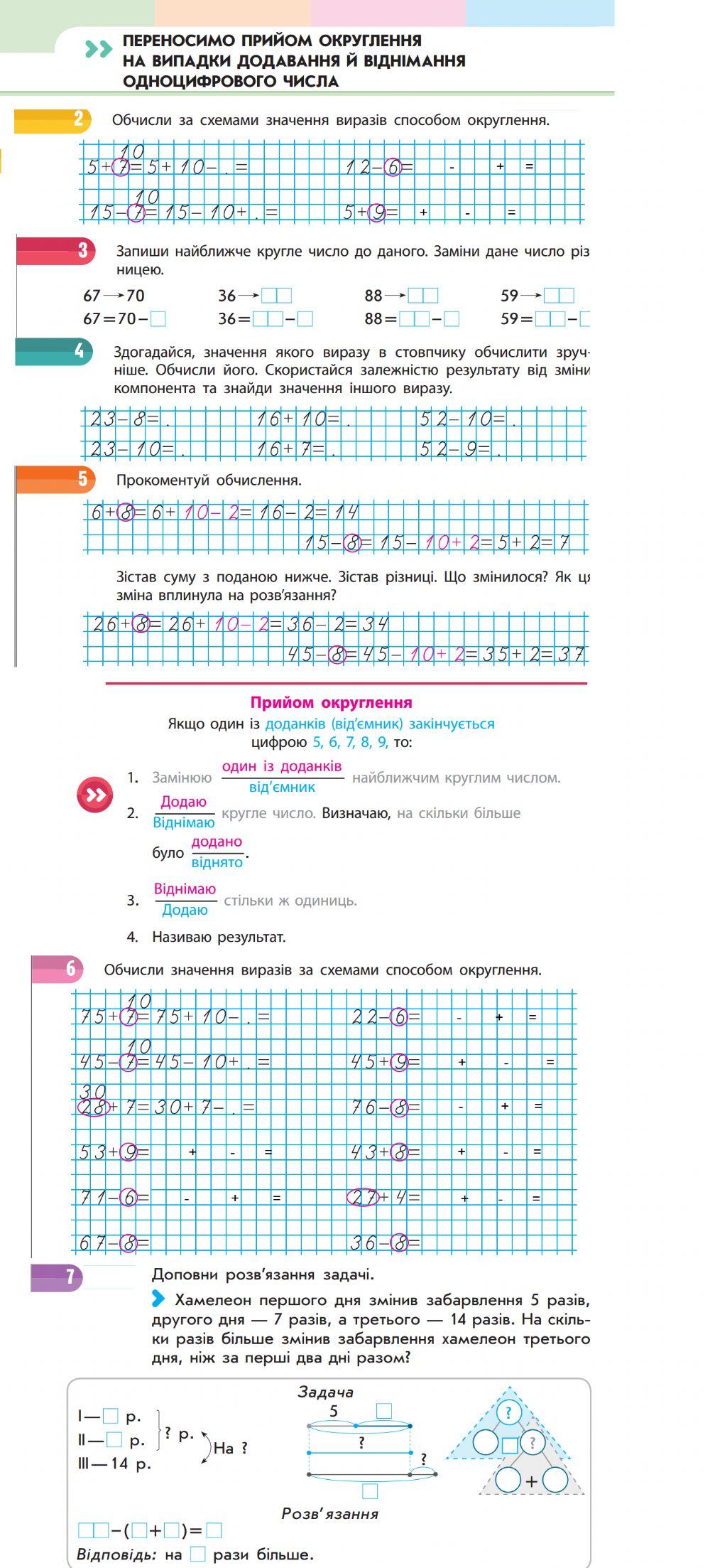Переносимо прийом округлення на випадки додавання й віднімання одноцифрового числа