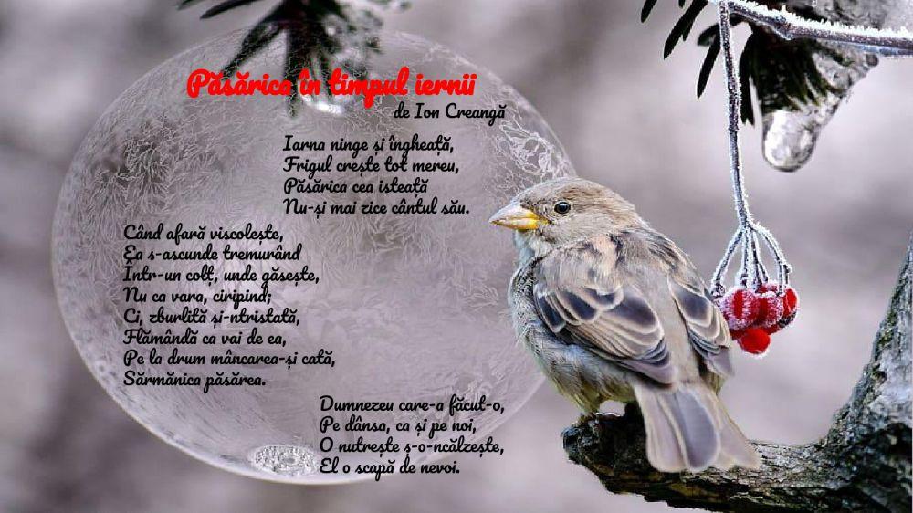 Păsărica în timpul iernii, de Ion Creangă
