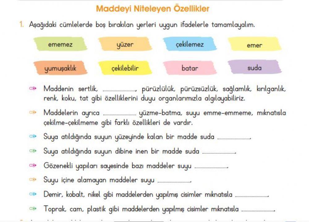 Maddeyi Niteleyen Özellikler