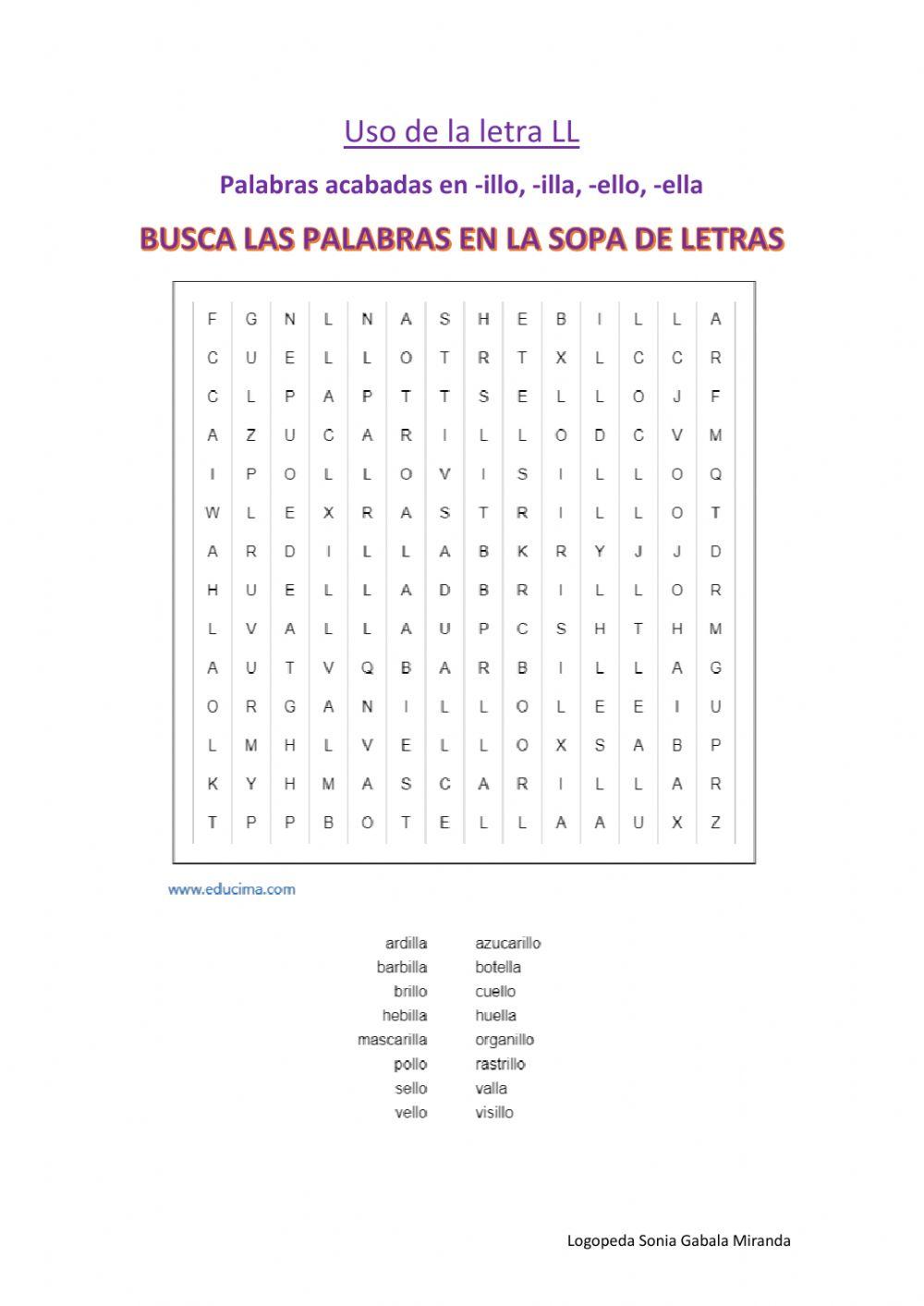 Palabras con Ll