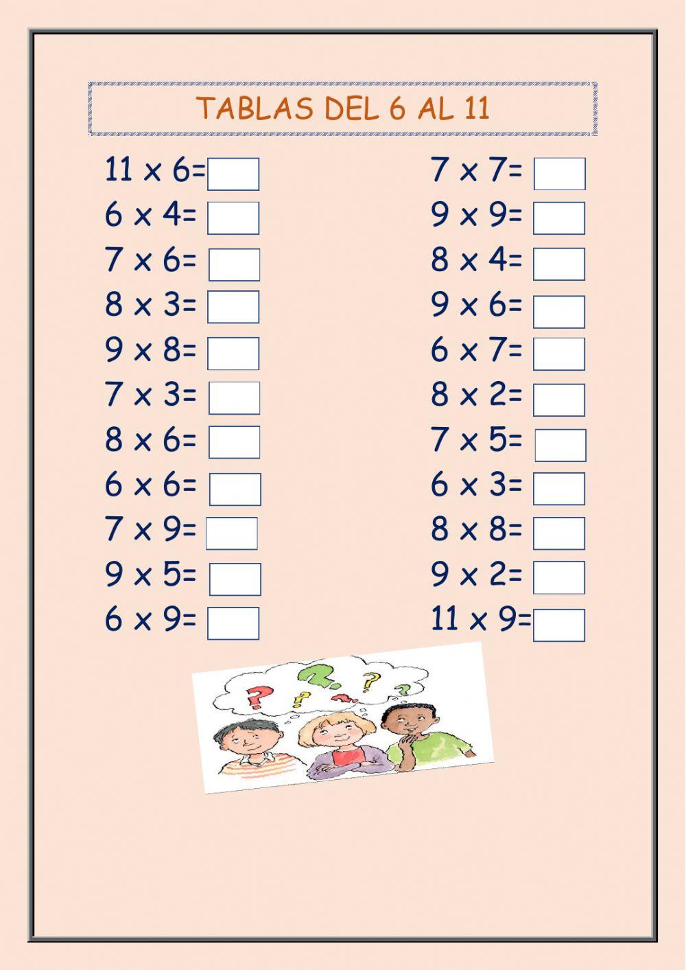 Tablas de multiplicar