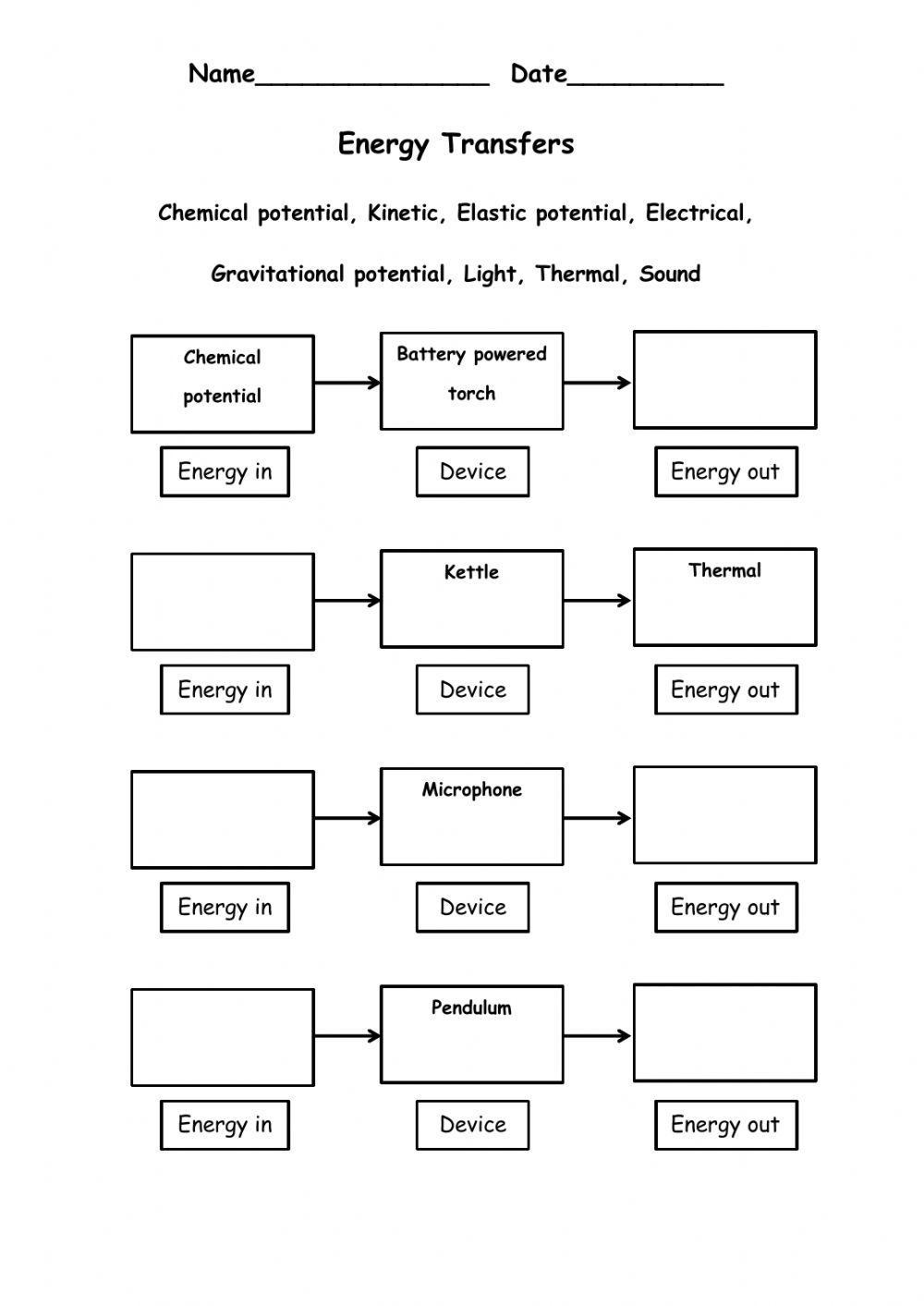 Energy Transformations exercise | Live Worksheets energy-transformations-exercise-live-worksheets