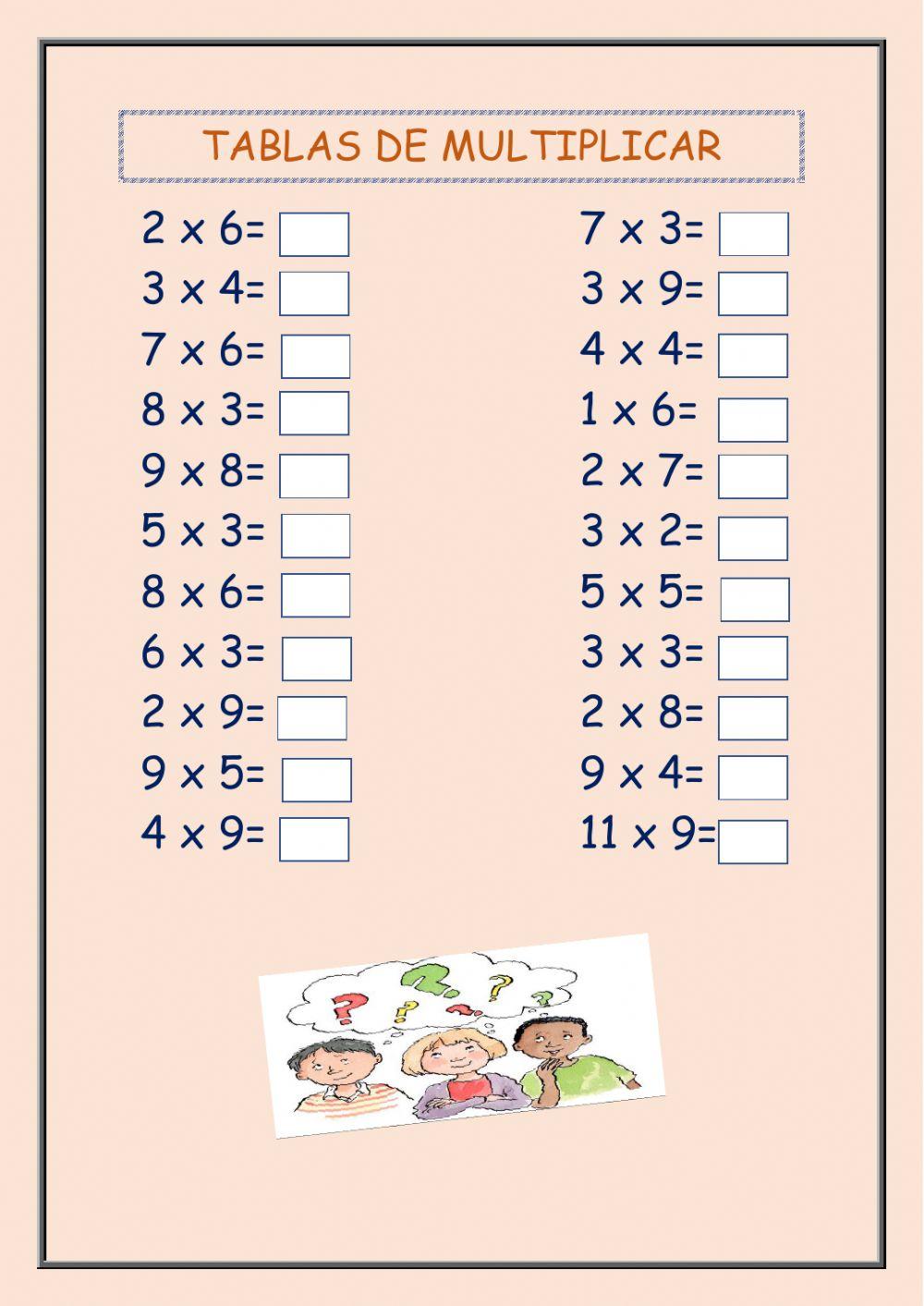 Tablas de multiplicar Tablas de multiplicar
