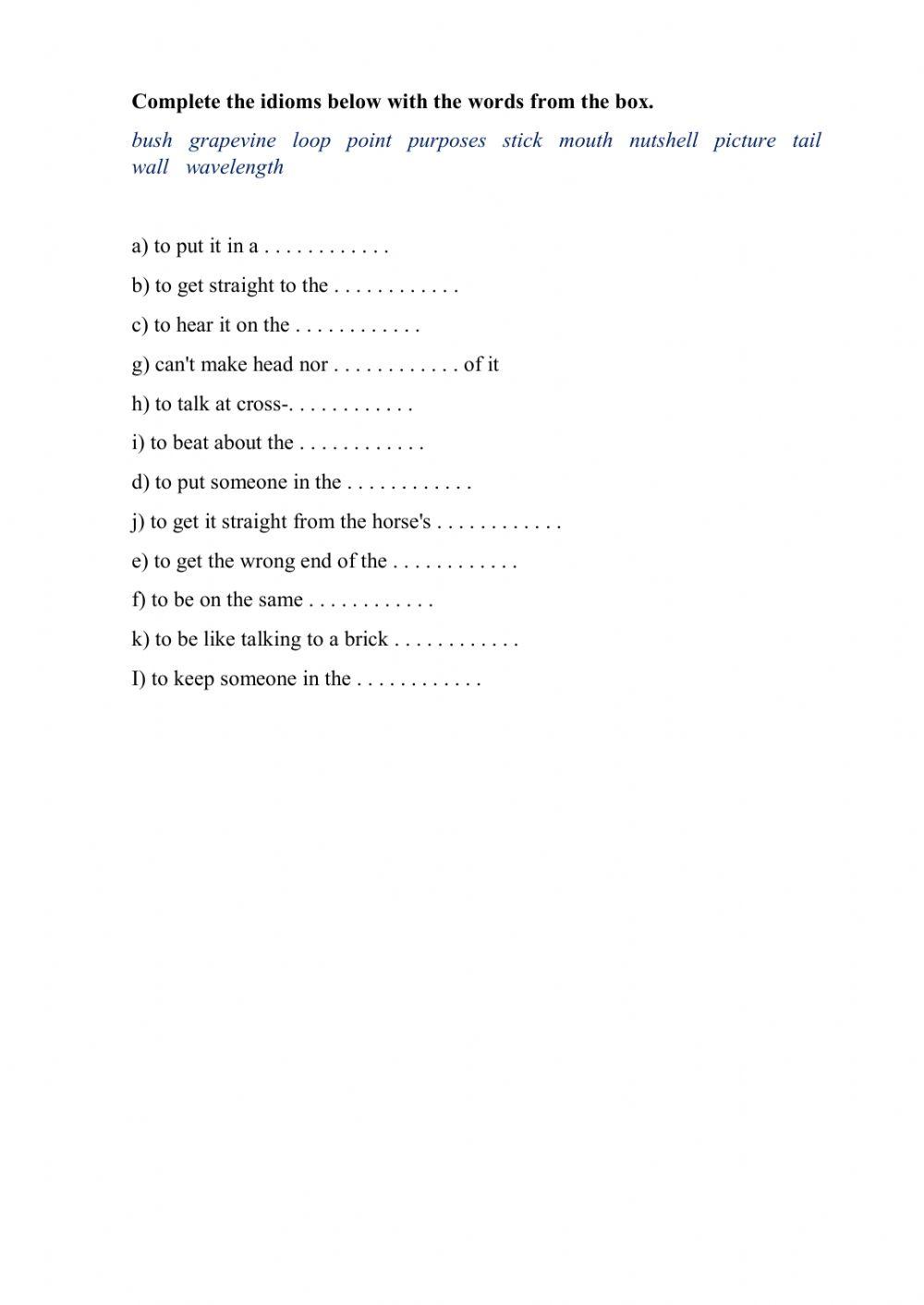 IDIOMS about communication