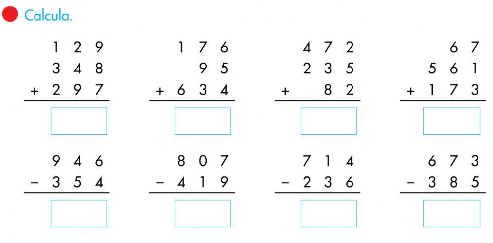 Sumas y restas con llevadas