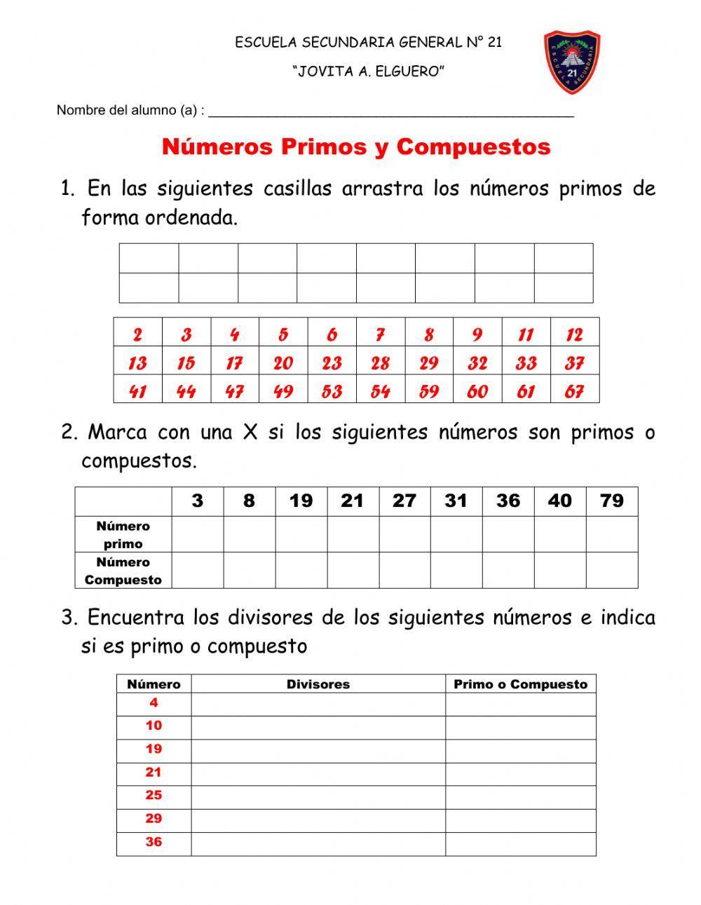 Números primos y compuestos