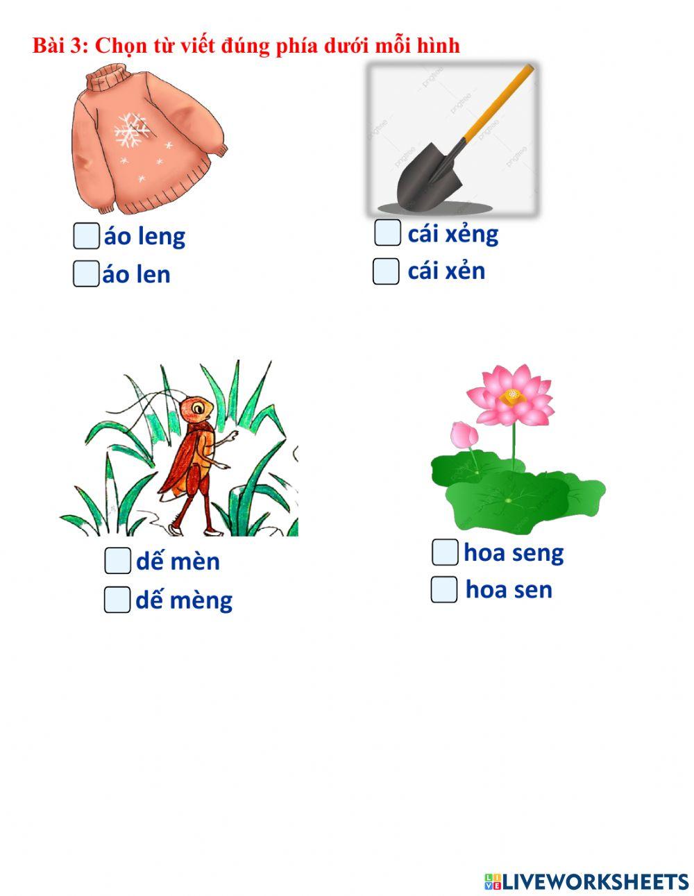 Phiếu ôn Chính tả