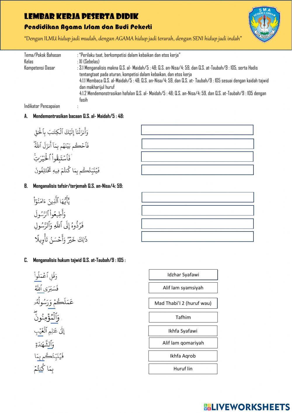 LKPD-Bab 1 Kelas XI PAI