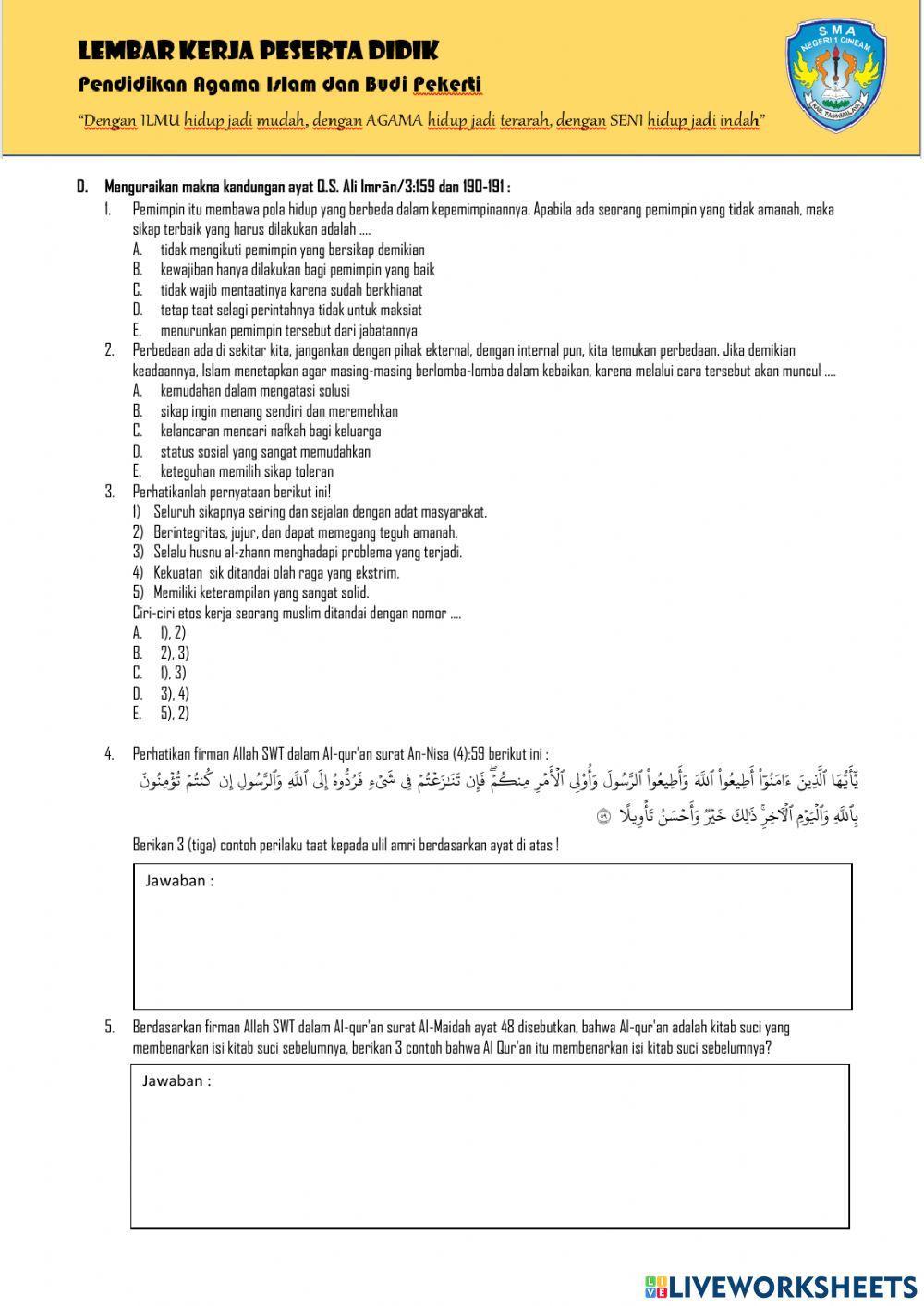 LKPD-Bab 1 Kelas XI PAI