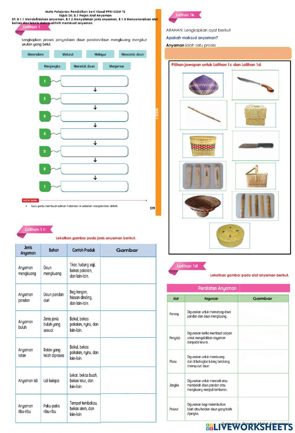 Latihan Pengukuhan Topik Projek Kraf Anyaman