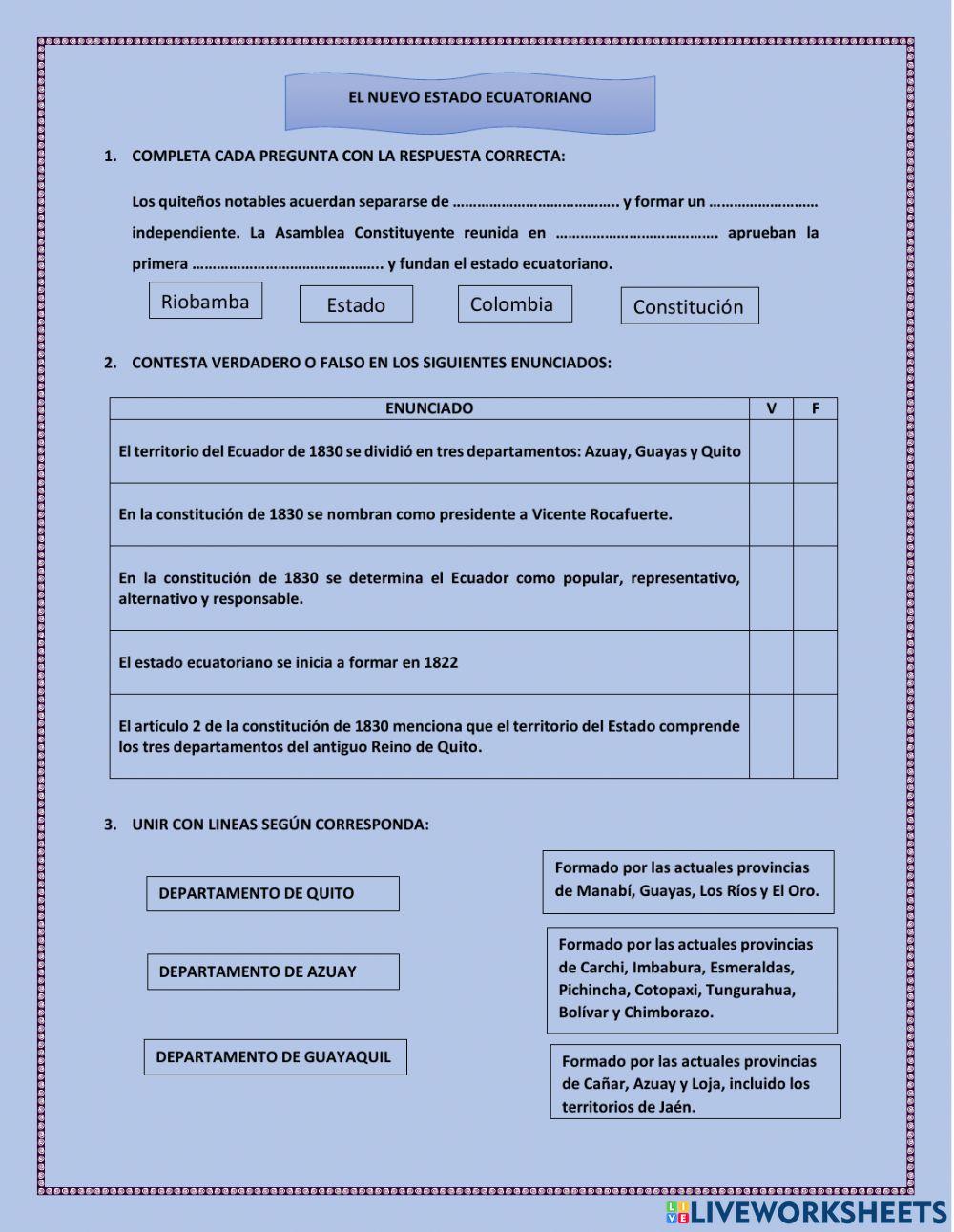 Conformacion del primer estado ecuatoriano