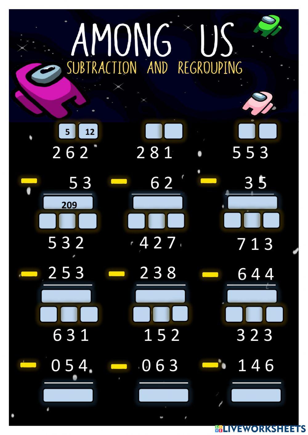 Among Us! Subtraction and Regrouping