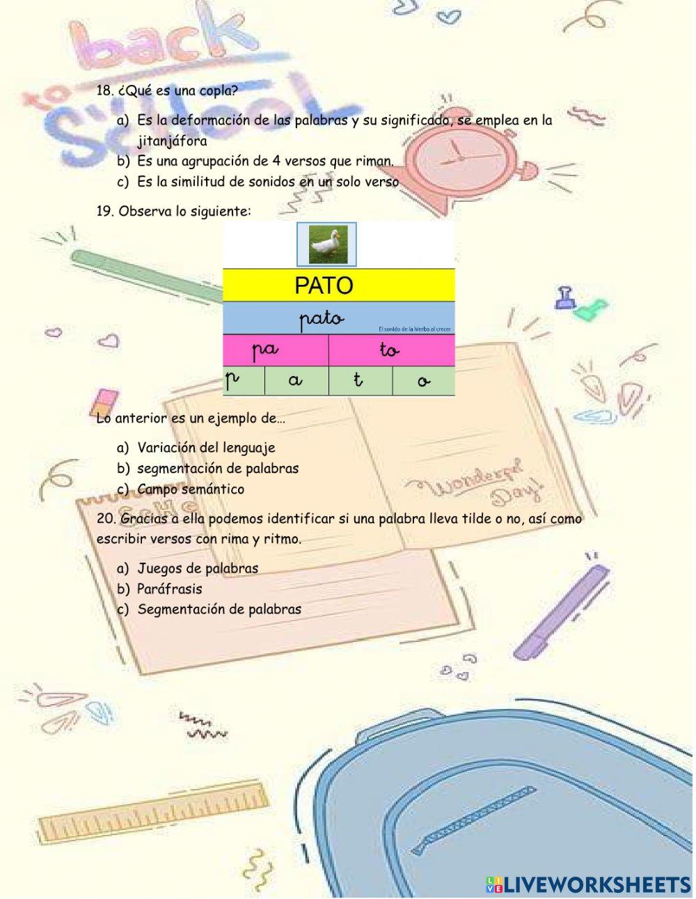 Evaluación 2 bloque 1 español