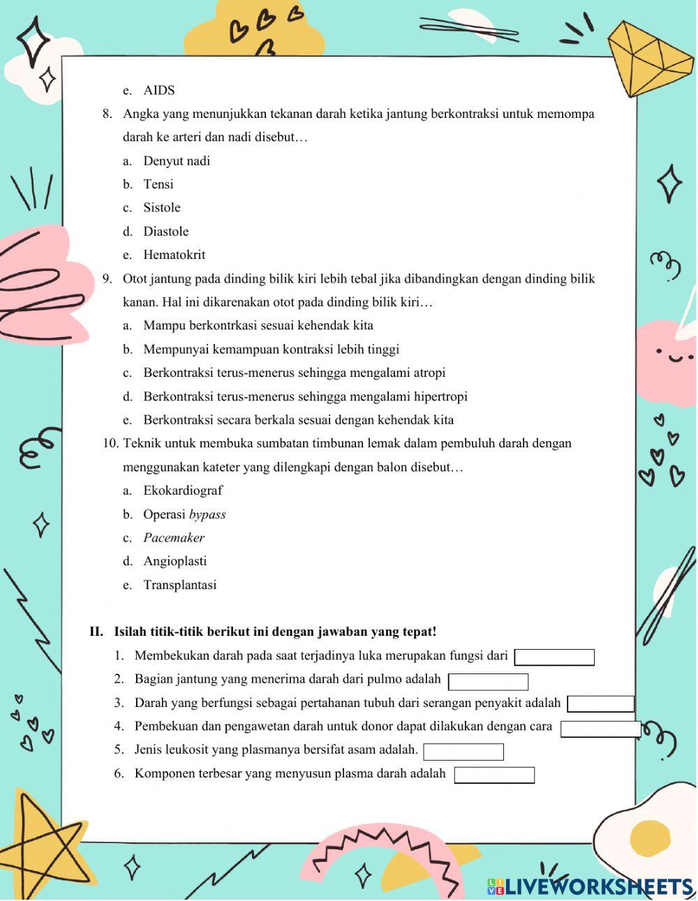 Soal Evaluasi Sistem Peredaran Darah Manusia