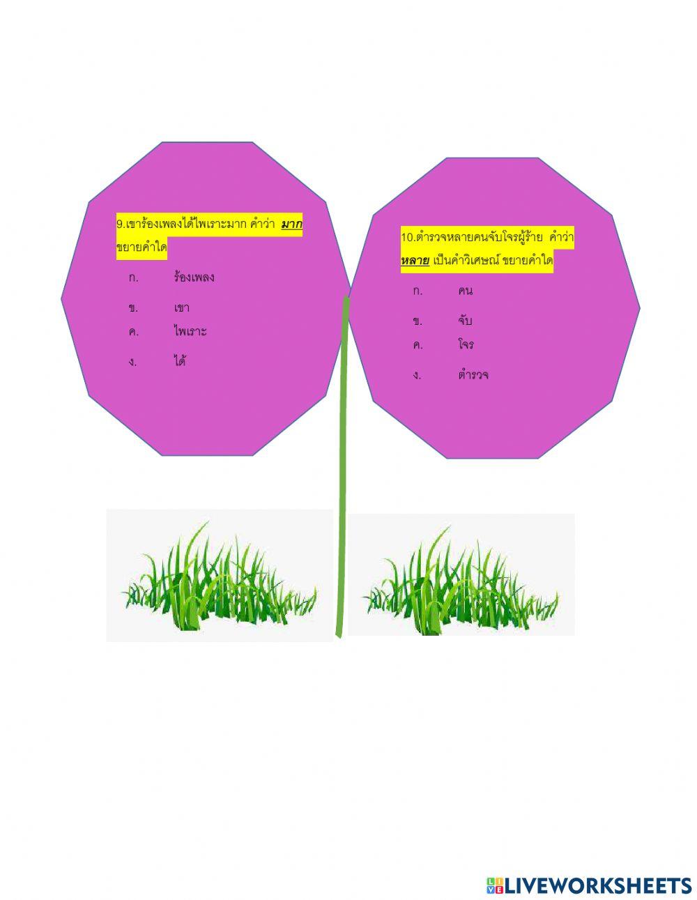 แบบทดสอบตัวเลือก เรื่อง คำวิเศษณ์ ป.4